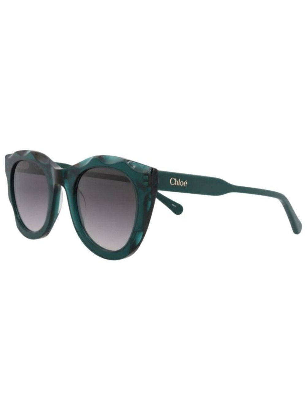 New Chloé Women's Sunglasses Round Oval Recycled Acetate Frame Green Green Grey